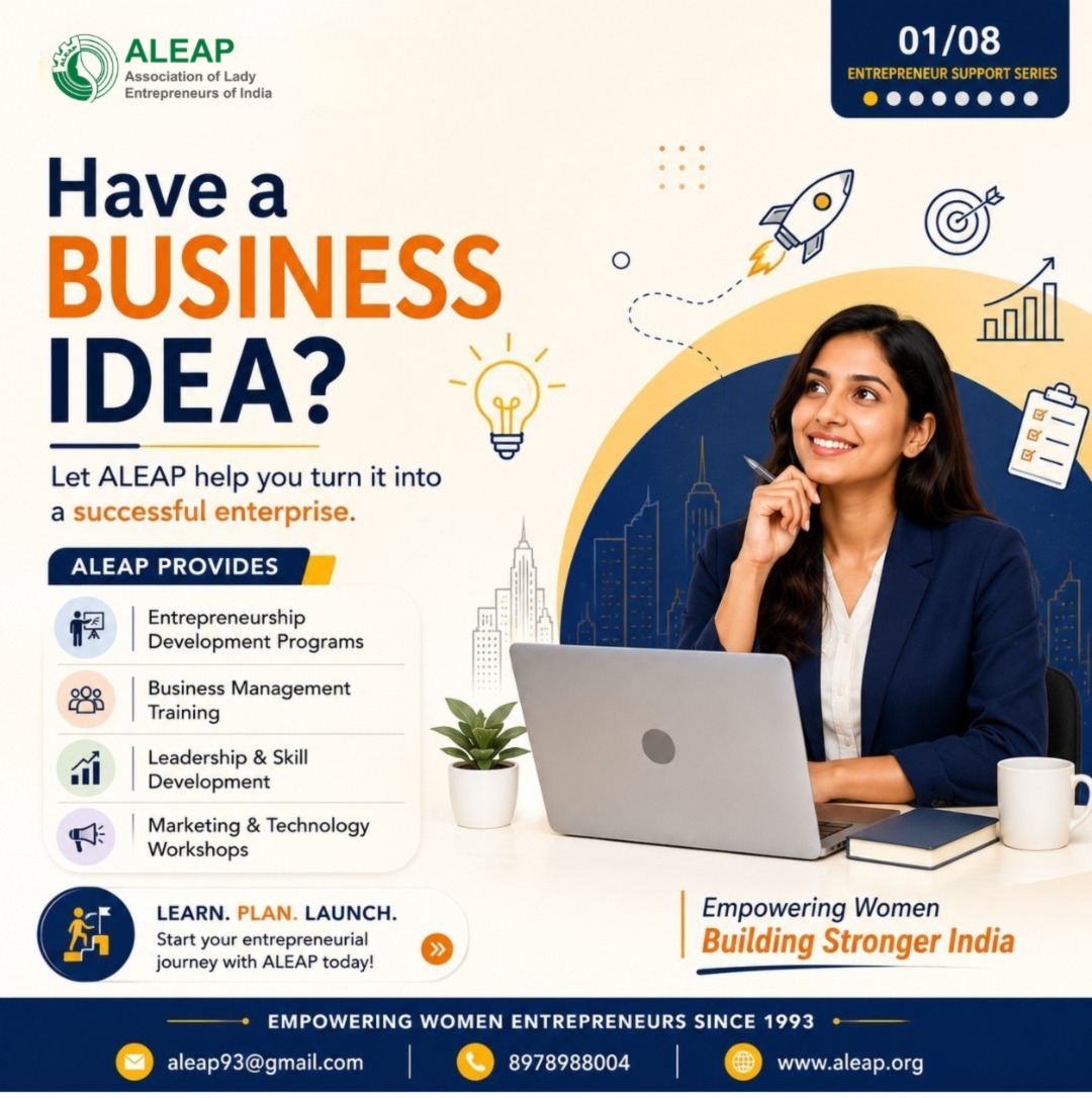 ALEAP93's tweet photo. Transforming Ideas into Enterprises.

ALEAP empowers women entrepreneurs with the knowledge, skills and guidance to build sustainable businesses and contribute to inclusive economic growth.

01/08 | Entrepreneur Support Series
#ALEAP #WomenEntrepreneurs #Entrepreneurship #MSME https://t.co/wfDzllI7qG