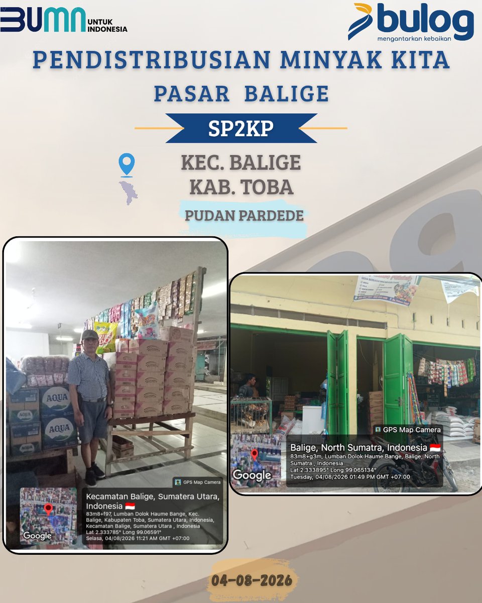 BulogPsiantar's tweet photo. Pendisribusian Minyakita di Pasar Horas, Pasar Balige, dan Pasar Dolok Sanggul

#bulognext #BULOG #bulogwujudkanswasembadapangan #MengantarkanKebaikan #bulogjagaketahananpangan https://t.co/Zl1ew1opyQ