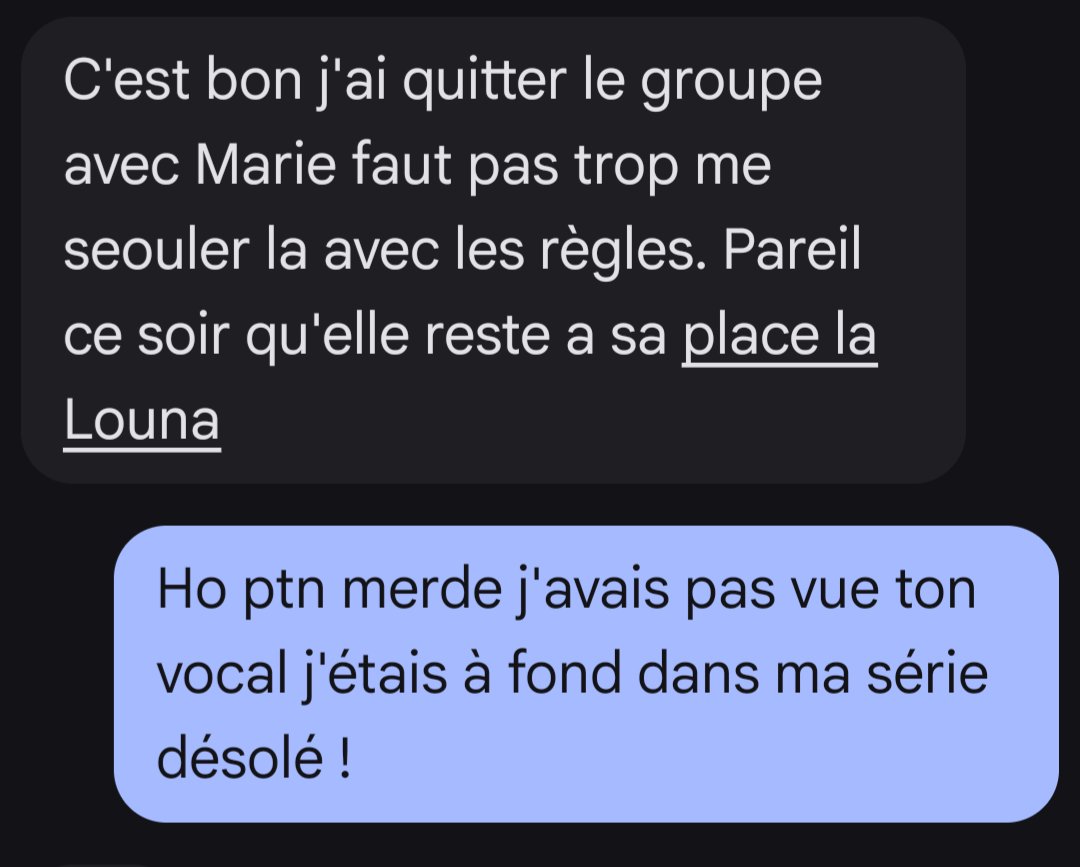 Queen_Scorpii's tweet photo. Vue que tu veux remettre tes agissement sur mon dos en ne montrant que mes réponses a tes messages il est temps de rétablir la vérité en précisant bien que les message que tu affiche sont sur des comptes que tu m'a fait sauter et que tu est la seule a pouvoir voir. Les SMS eux ne disparaissent pas.