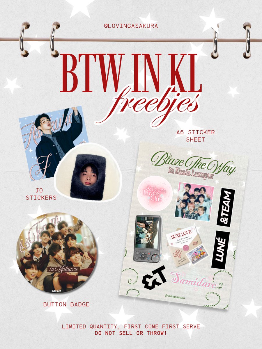 lovingasakura's tweet photo. Hello lunés 💞 I'll be distributing these freebies at the concert! Location and time will update late, probably before soundcheck.

DM if you'd like to trade ☺️
#BLAZETHEWAY_KUALALUMPUR https://t.co/8wzf4b2jah