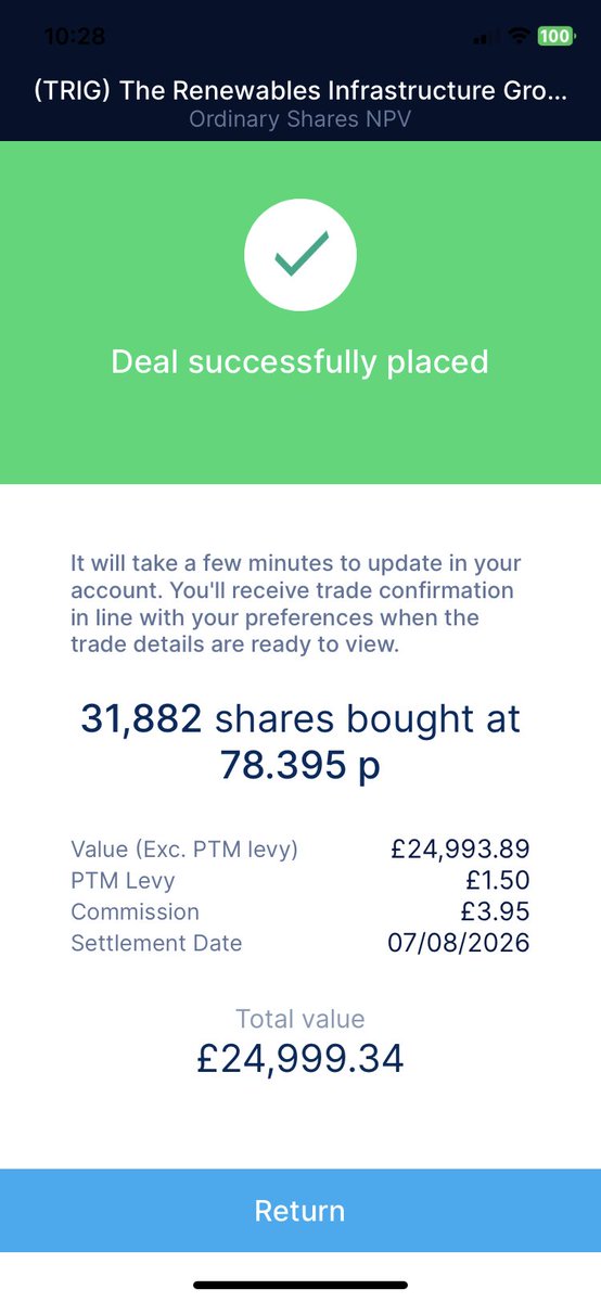 KevBuschhold's tweet photo. Added #TRIG to my SIPP ahead of ex date 13.08 pays out Div of 1.888p on 30.09
This will generate £602 of income https://t.co/2S6XPhK4K3