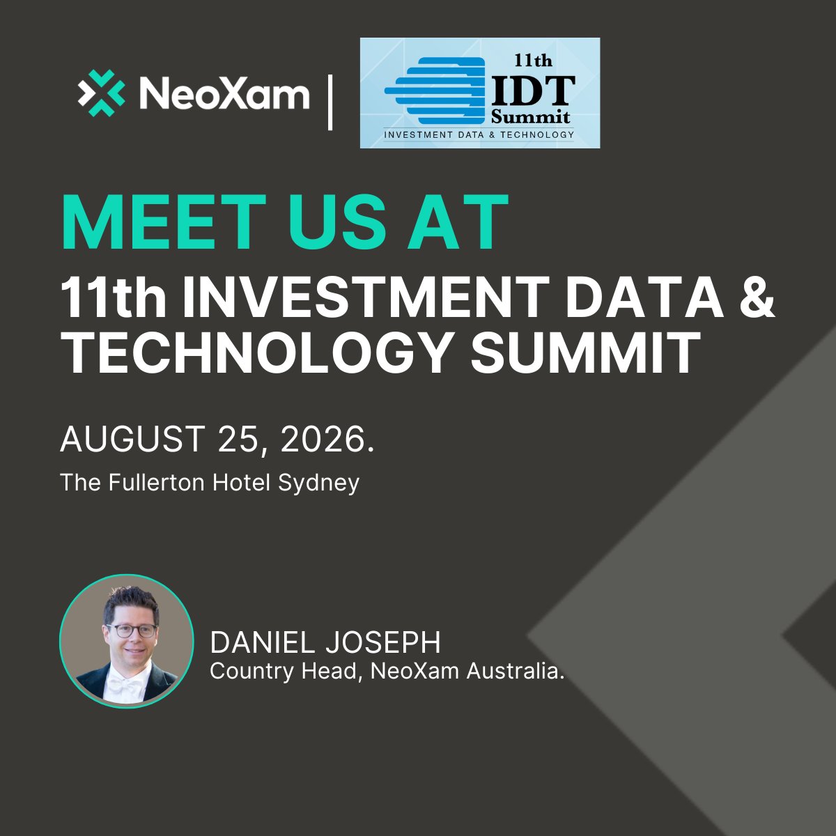 neoxamsoftware's tweet photo. 🇦🇺📊This month #NeoXam will be at the Investment Data &amp; Technology Summit in #Sydney! Our Country Head Australia will be on the ground to connect with you and share perspectives on investment data.
📅 Book a quick chat: https://t.co/gOx7qWgVcR See you there! https://t.co/DMD8yN2SjH