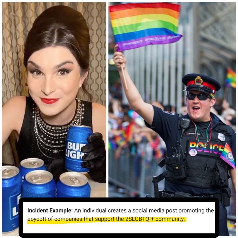 trckdrverpleb's tweet photo. Durham Police encourage residents to report anyone posting about boycotting companies over 2SLGBTQI+ initiatives 

The Bud light protest we saw over Dylan Mulvaney is now a "HATE CRIME" thanks to the Liberals 

Mark Carney's Canada is completely insane https://t.co/oBm19TUJaY