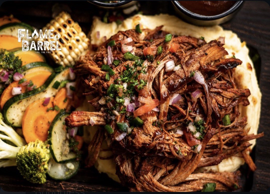 flameandbarrel's tweet photo. Every exceptional brisket begins with time.

Slow-smoked until perfectly tender, then served with velvety mashed potatoes, seasonal vegetables, and our signature sauces,a plate that celebrates the beauty of honest craftsmanship. 🔥

#FlameAndBarrel #Kampala #FoodLove #Smokehouse https://t.co/anj10e9HCO