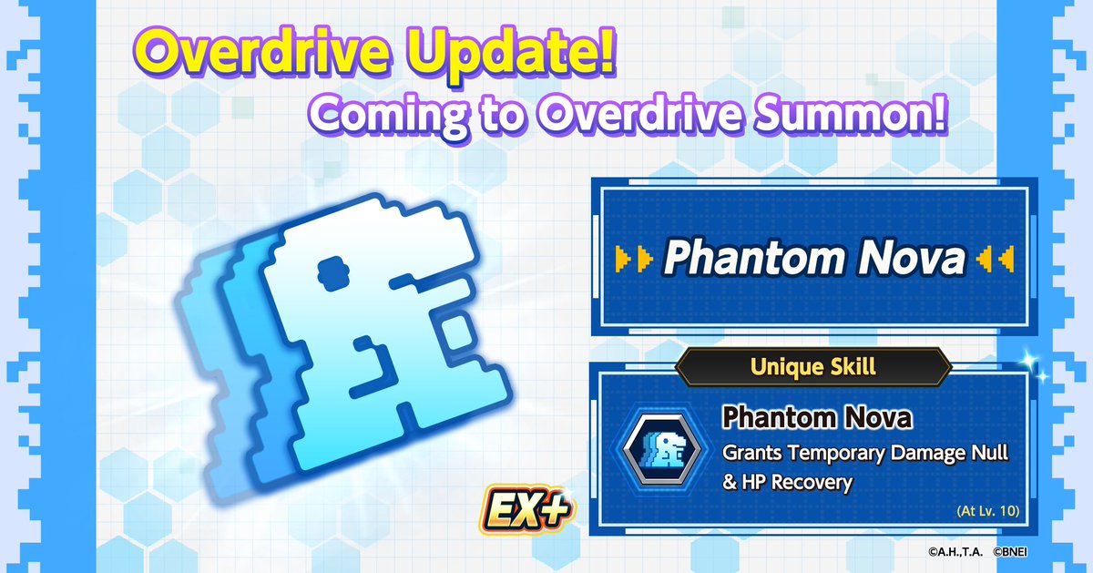 Digimon_up_en's tweet photo. 【Overdrive Summon: Phantom Nova!】

This powerful new Overdrive grants Damage Null and HP Recovery!
Obtain Phantom Nova (EX+) to turn battles in your favor with overwhelming endurance! 🤝

■Event Period
08/05/2026 15:00 ~ 08/26/2026 14:59 (UTC+9)

#DigimonUP #Digimon https://t.co/ABQu2qQ0Vd