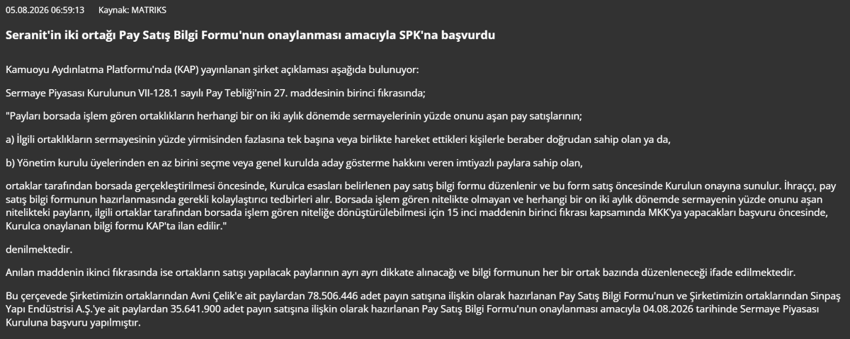 borsakasifhilmi's tweet photo. borsamız gün geçmiyorki garip gelişmelere yaşatmasın

#sernt hissesinde ortaklar 113mio lot civarı tipe dönüşüm başvurusu yaptı, spk büyük ihtimal onaylayacaktır

biraz geri gidersek halka arz sırasında yeterli talep gelmediği için düşük lot ile arz edilmişti.

aradan geçen 1.5 senede tahtada istenilen toplama yapılamadı ve tahta kimseye kazandırmadı

şimdi hikaye yeniden yazılıyor

öyle görünüyor ki ralli loading !