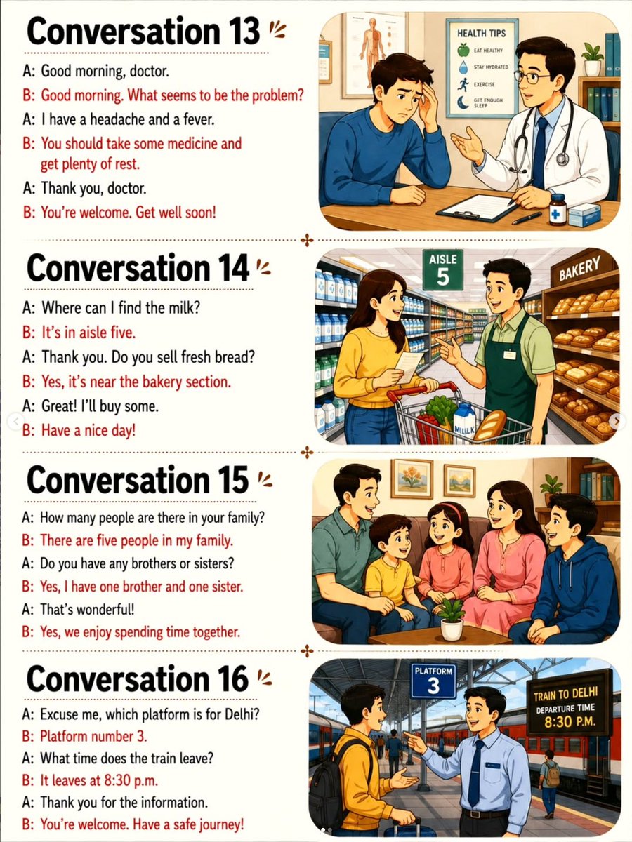 EnglishMasteryz's tweet photo. Stop scrolling! If you want to speak English confidently, start here. 🇬🇧✨
Swipe  through these 16 real-life English conversations that you can use every  day—at school, work, shopping, travel, restaurants, and more!
✅ Easy English
✅ Daily Speaking Practice
✅ Beginner Friendly https://t.co/7nueYLPALp