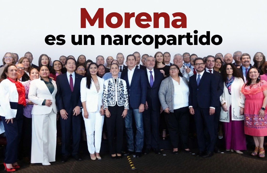 e_HernandezV's tweet photo. @jgnaredo @Claudiashein @SergioSarmiento #MORENAESNARCOPARTIDO 
#MorenaOrganizaciónCriminal 
#MorenaNarcoPolíticos 
#MorenaTerrorista https://t.co/Xslyo5YoED