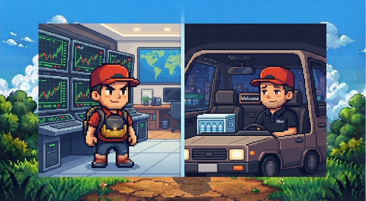 Make_It_Destiny's tweet photo. How it started: "I'm going to build a quantitative hedge fund by 25." 

How it's going: "Welcome to my Uber, guys, water is in the back." 

Don't end up in the fiat mines. 
Play Make It Destiny. https://t.co/8QtnGzAjDZ