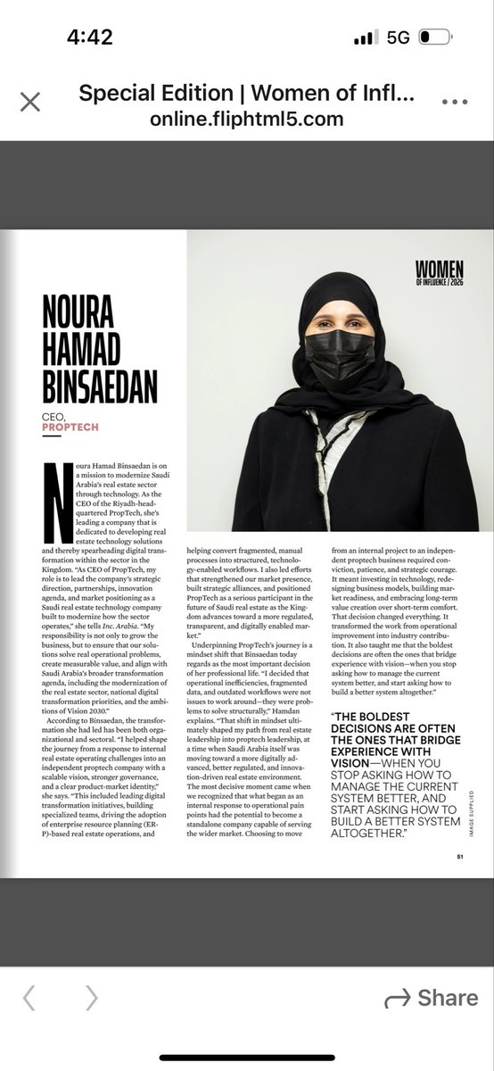 nor3hamad's tweet photo. أعتز باختياري ضمن قائمة Women of Influence 2026 من @Inc_Arabia

إنجاز يُجسد رؤيتنا في PropTech لإحداث أثر ملموس وابتكار حلول تقنية تُسهم في رقمنة وتطوير القطاع العقاري بالمملكة وفق #رؤية_السعودية_2030

كل الشكر لفريق بروبتك والشركاء على هذه الرحلة الملهمة

#IncArabia #PropTech #WomenOfInfluence