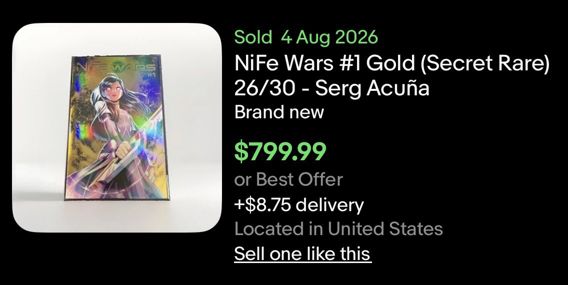 WAGMI_Sensei's tweet photo. Seeing a comic book being sold for $800 is no small thing.

The @NiFeWARS community is growing rapidly and it will be fascinating to see what Adallium and Sketch covers go for. https://t.co/04Eqahh6Q8