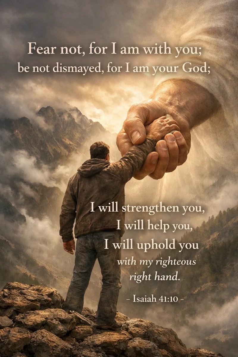 Bible_Reposts's tweet photo. “So do not fear, for I am with you; do not be dismayed, for I am your God. I will strengthen you and help you; I will uphold you with my righteous right hand.”
-Isaiah 41:10 NIV https://t.co/jddnO0hMEv