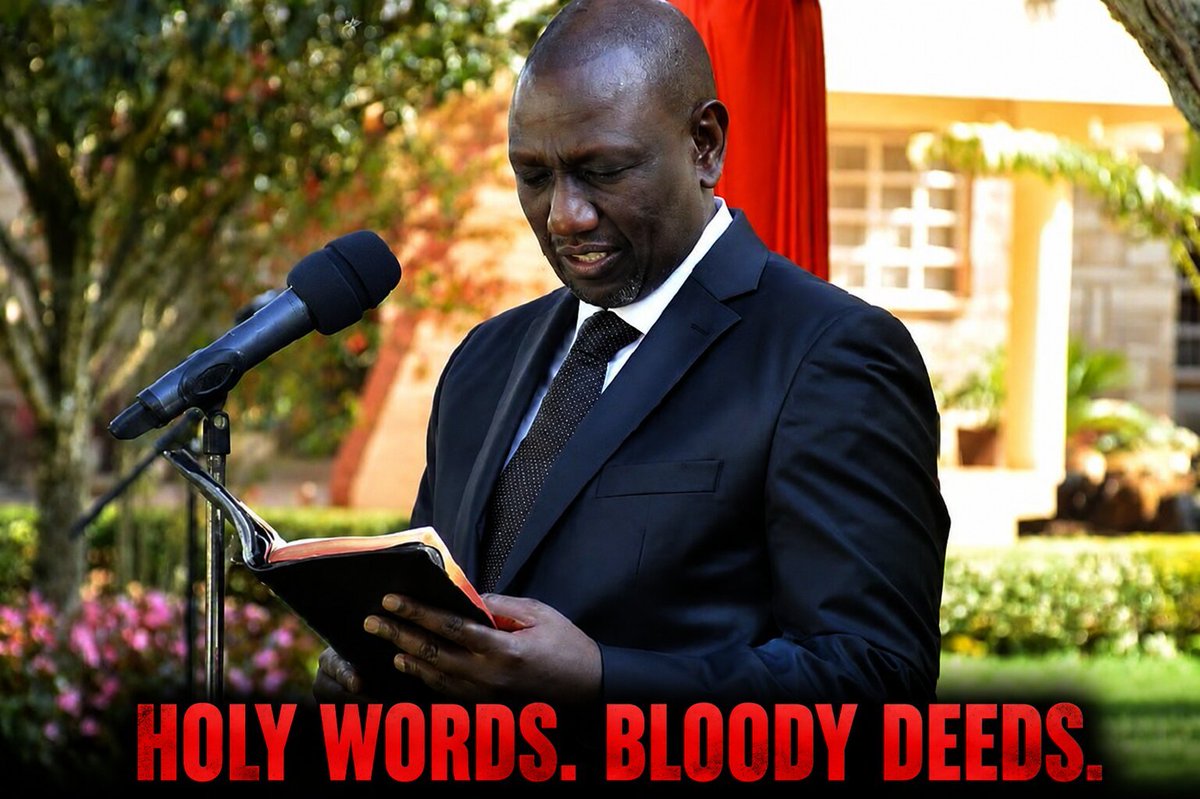 sholard_mancity's tweet photo. President Ruto today declared:

“I’ve been involved in building many churches, madrasas and mosques… A person without religion is no different from an animal. Religion gives people direction.”

Building temples of stone while the state runs a parallel temple of fear is not piety, it is the oldest form of political theatre.

You cannot mortar God's name onto buildings while your government is busy cementing the disappearances of young Kenyans. 

You cannot claim to make complete human beings through religion when your own administration is busy reducing them to statistics in morgues and unmarked graves.

Both scriptures he claims to honour are merciless on this exact hypocrisy:

Isaiah 1:15,  "When you spread out your hands in prayer, I hide my eyes from you... Your hands are full of blood."

Surah Al-Maʿūn (107:1–7),  "Woe to those who pray but are heedless of their prayer, those who make a show of their deeds."

Pharaoh also built magnificent monuments. History did not remember him as a devout architect. It remembered him as the man who turned a nation into a construction site of corpses.

True religion is not measured by the number of altars a president inaugurates while cameras roll. It is measured by whether the same hands that cut ribbons also stop the abduction vans at night.

Calling citizens "animals" for lacking faith, while your government treats them as disposable, is not spiritual leadership, it is the classic move of every strongman who discovered that God is the cheapest bodyguard money and concrete can buy.

The problem in Kenya is not that too many people have no religion.

The problem is that too many in power have reduced religion to a public-relations department for state terror.