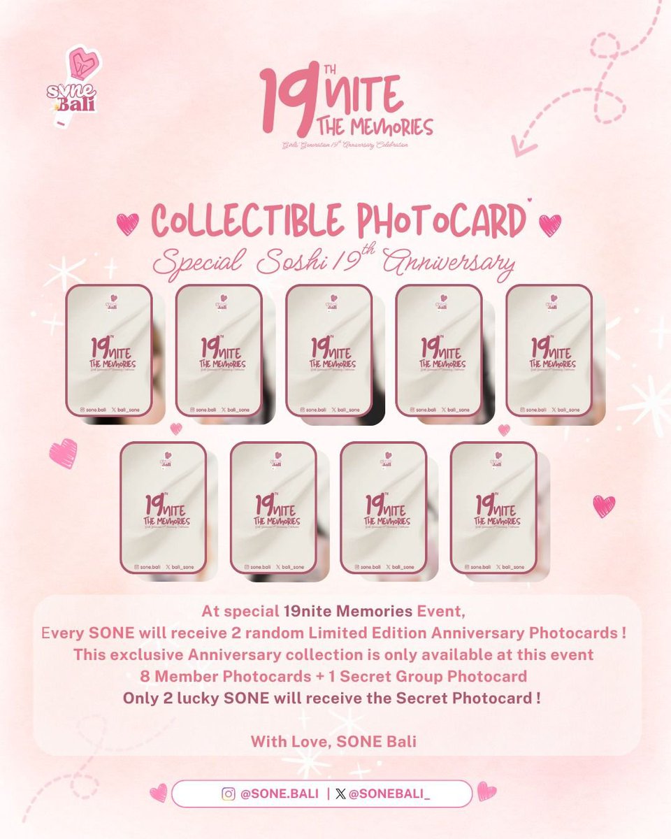 txtdarisone's tweet photo. Kangen seru-seruan &amp; nostalgia bareng SONE Bali?💖

Yuk rayain 19th SNSD bareng!🥰 
Bakal ada totebag painting, games, &amp; freebies! 🎨✨

📍 Rumarasa Bali
🗓️ Sabtu, 15 Agustus 2026 (16:00 WITA)
🎟️ 119k (25 seat)

Amankan slotmu sekarang!🩷🏃💨
#19niteTheMemories #SoneBali #SNSD https://t.co/0Y5RsWQHq9