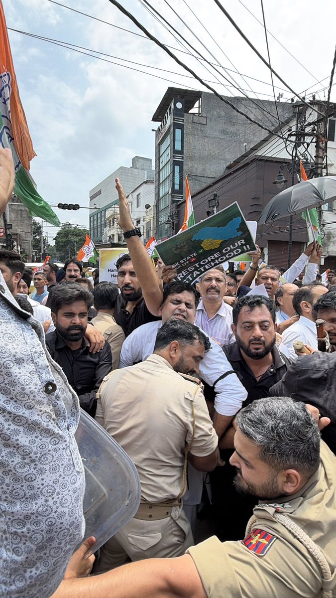 Neerajkundan's tweet photo. Today, we observed Black Day to mark the day when our historic state of Jammu & Kashmir was divided into two Union Territories and stripped of its statehood. For the first time in India’s history, a full-fledged state was downgraded into a Union Territory.

This decision weakened the democratic rights and aspirations of the people of Jammu & Kashmir. We reiterate our unwavering demand for the restoration of full statehood and the democratic rights of our people.

Restore Full Statehood to Jammu & Kashmir.
#BlackDay #RestoreStatehood #JammuAndKashmir
