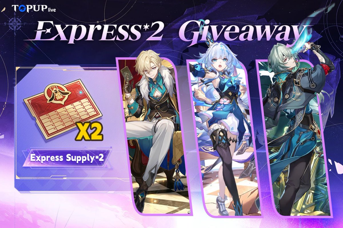 Topuplive_'s tweet photo. HSR Giveaway 
🎁 Prize:
✨ 『Express』*2

Rules: 
> Follow @Topuplive_
> Like &amp; RT 
> Comment anything
> Join the Discord to boost your chance: https://t.co/cVSrwEtF0d 

Ends at 2026/08/09
Winner will be announced in Discord!! 
#honkaistarrail  #Giveaway https://t.co/subDPLW2fi