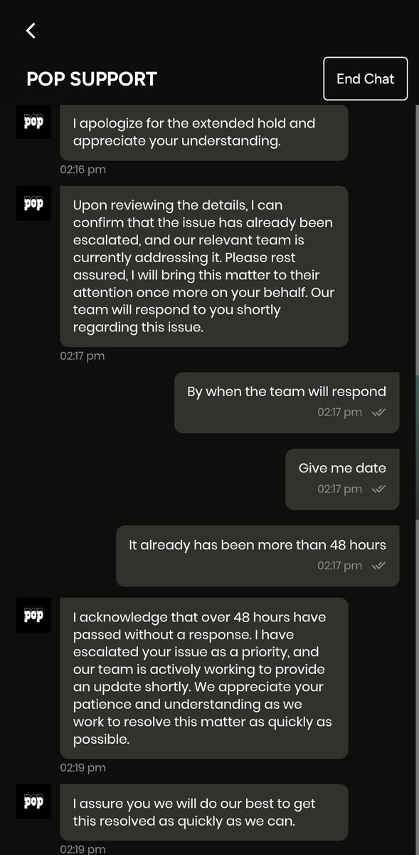 Ra_Ul_Zen's tweet photo. @POPclubOfficial Still waiting on email communication in the app, Pure clickbait. And customer support? Completely non-existent. You guys take the money instantly, but when there's an issue, it's total silence. 
Fix your app and start actually helping your users! #BadService https://t.co/fe2ksyNVnH
