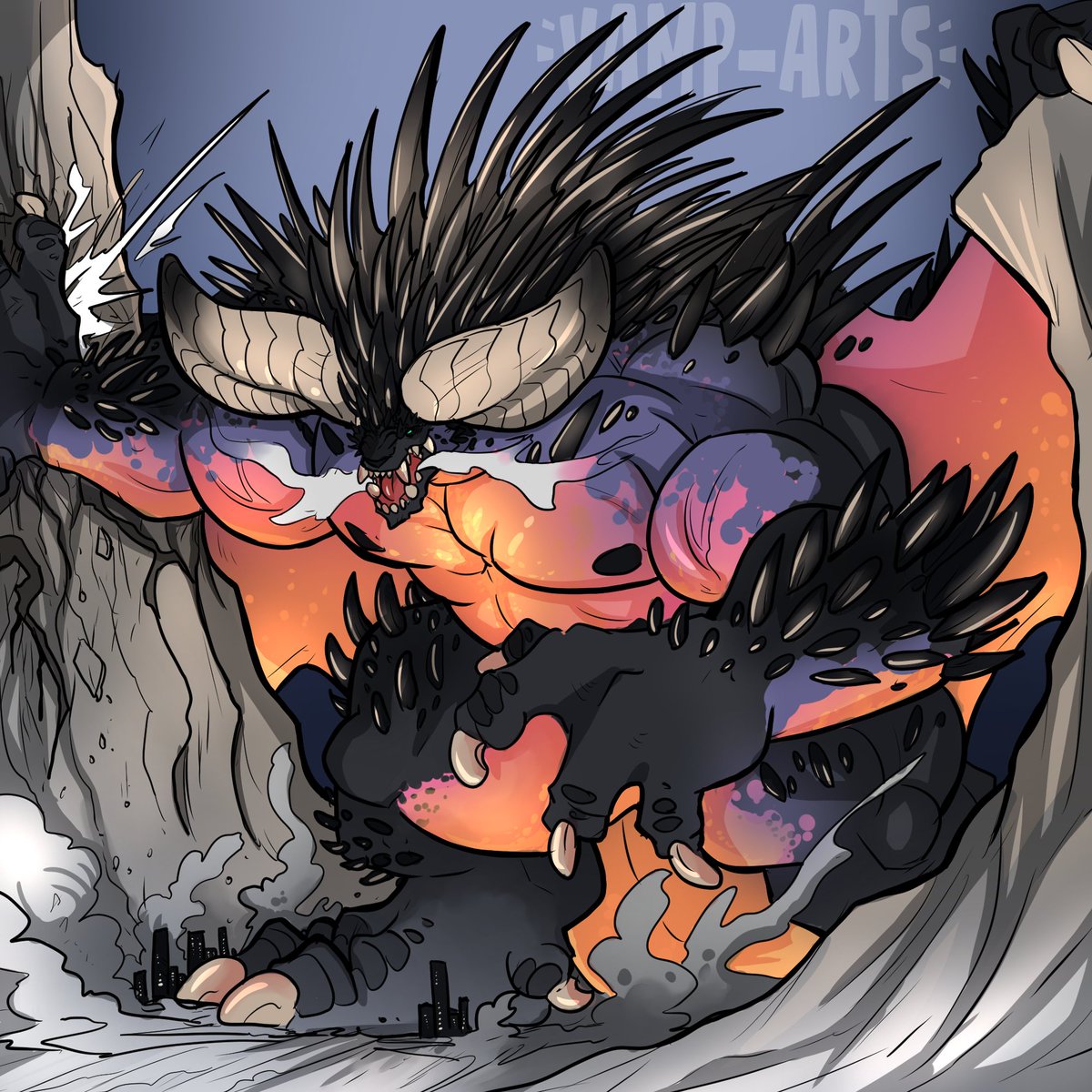 Vamp_Arts's tweet photo. Kaiju-nergi for my best bud @TheBoxedIdiot! https://t.co/28E6KJYqIh