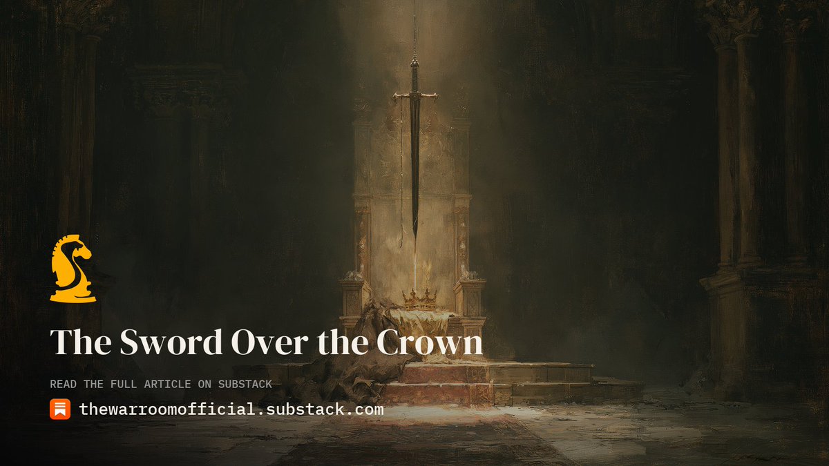 ReachTWR's tweet photo. An old story: a man envies the king, so the king gives him the throne for a day. Then he looks up. A sword hangs over it by a single hair. That's power, and it's why most men stay small 👇

https://t.co/eo9ziWVhgz https://t.co/WLVsfw45hh