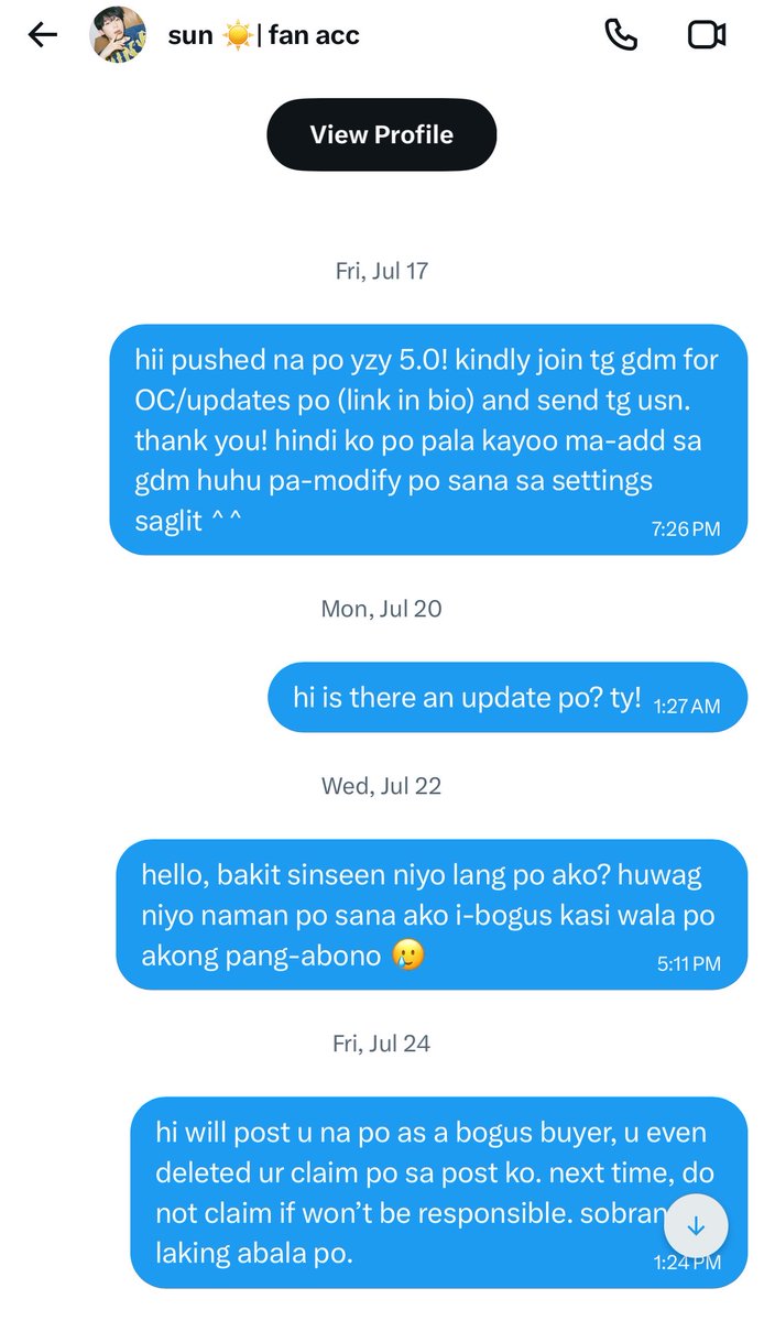 coeratmoalane's tweet photo. ‼️POSTING FOR AWARENESS‼️
bogus buyer/ghost miner 
@rpycartz sun fan acc

claimed keonho pc. i’ve already sent the oc and multiple payment reminders, pero hindi pa rin nagsettle. seen lang sa chats ko while actively nagma-mine sa ibang seller! also DELETED their claiming reply. https://t.co/YXudxKfqQS