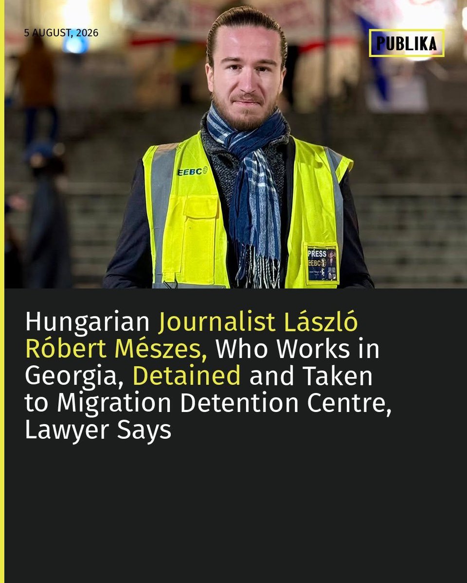 Publika_ge's tweet photo. 🚨 1/ Hungarian journalist László Róbert Mészes, who lives in Georgia, has been detained and transferred to the Migration Department's Temporary Accommodation Centre, his lawyer, Tornike Janelidze, confirmed to Publika. https://t.co/3PV4zGR8SK