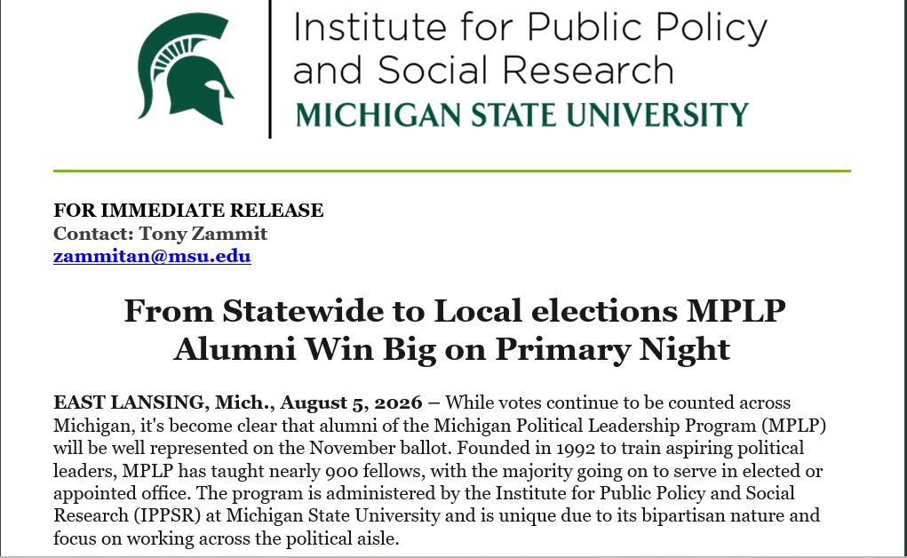 IPPSR's tweet photo. From Statewide to Local elections MPLP Alumni Win Big on Primary Night https://t.co/oQMd7Cit8c https://t.co/btj2LmWn95