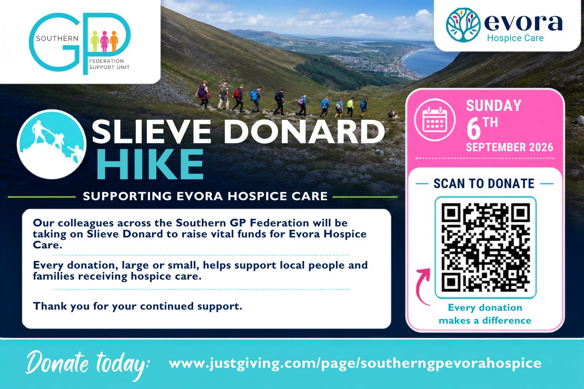 southern_fsu's tweet photo. Only one month to go until our Southern GP Federation colleagues are taking on the Slieve Donard Hike on Sunday 6 September to raise vital funds for @hospiceSAHS , our Charity of the Year.
Every donation, no matter the size, will help support local people and families receiving hospice care.
Thank you for your kind donations: 
https://t.co/ZTNOBHP2Ri
#EvoraHospice #SlieveDonard #Hike #Fundraising #Charity #EmpoweringGP