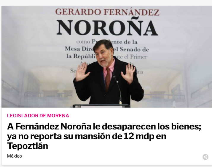 MLopezSanMartin's tweet photo. 🚨¿Dónde quedó la casa de Tepoztlán?

 La mansión de 12 mdp de Fernández Noroña desapareció de su declaración patrimonial

Ahora asegura no tener casas ni terrenos

Pero sí mantiene un adeudo por 12 mdp por un "préstamo personal"

📷 @latinus_us https://t.co/LiuDhIgcH9