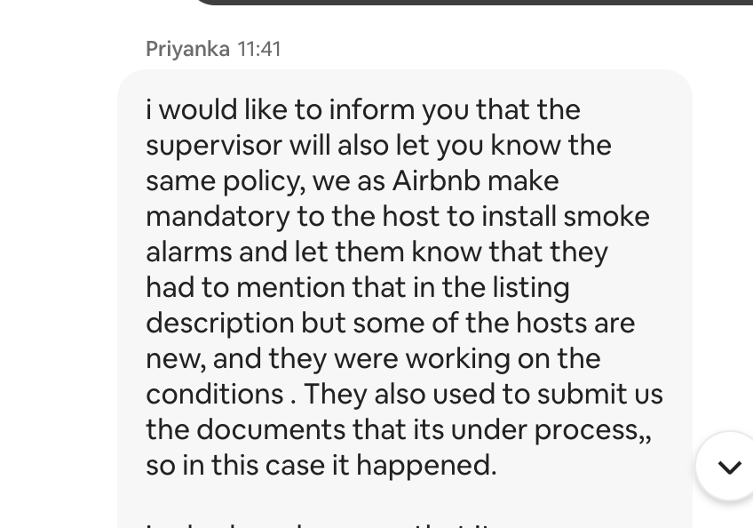 woodallthoughts's tweet photo. @AirbnbHelp @Airbnb 
Shocking  safety service from @AirbnbHelp. Left a French listing after 1 night  due to bed bugs and severe fire hazards. Agent Priyanka says it’s fine  the host has no smoke alarms (illegal in France) because they are 'new'.  Now she's ignoring me. https://t.co/OQJPiKiL4p
