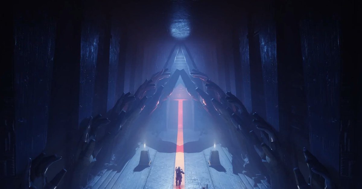 bioluminosity's tweet photo. Not disagreeing at all, but I gotta say, climbing the Witness' temple-esque structure that mimicked whatever altar they formed It at only for us to slap it in the face pre-raid was uniquely unsettling and hilarious

This hallway... https://t.co/mfwGliM0Aq