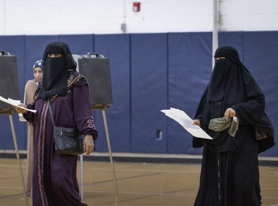 theblaze's tweet photo. Photo taken yesterday of voters casting ballots in Dearborn, Michigan: https://t.co/52N6LOrFIE