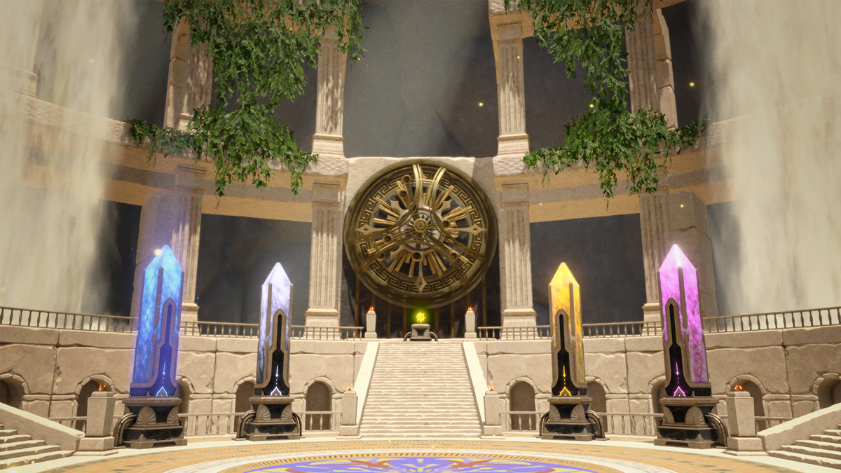 FireEmblemJP's tweet photo. 【#FE万紫千紅 の世界】方尖塔の間
フォトナが用意した特別な空間。冥界に呑まれつつあるダグシオンの中にあって、亡者の気配がない不思議な場所。
4つの方尖塔に触れると、ダグシオン大剣闘祭で活躍した4人の戦士の過去に干渉できる。 https://t.co/RRVvzNyUNY