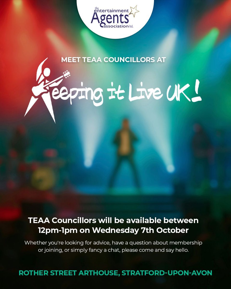 TEAAUK's tweet photo. 🎭 TEAA look forward to meeting Members and Non-Members at Keeping It Live Showcase on Tuesday 6th &amp; Wednesday 7th October. 

🕛 TEAA Councillors will be available between 12pm-1pm on Wednesday 7th October.
 
Learn more:  https://t.co/jesouOaFJa  

See you there! https://t.co/ckUX3V0tg0