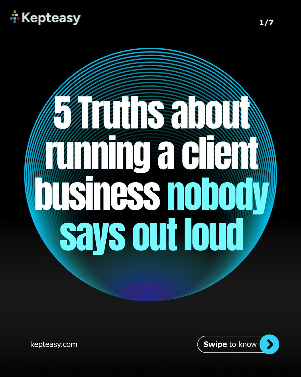 kepteasy's tweet photo. 5 truths about running a client business nobody says out loud.
#wednesdaywisdom #kepteasyplatform #kepteasy #clientbusiness #clientmanagement #projectmanagement #consulting #marketing #design https://t.co/Z1utBwwFH7