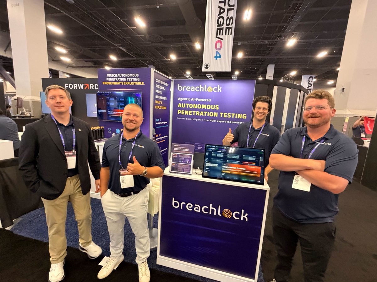 BreachLock's tweet photo. 💥 Black Hat Day 1 is in the books! Thanks to everyone who stopped by Booth #5930. We've loved connecting with security teams and showing how BreachLock AEV helps identify what's truly exploitable. We're back on the show floor for day 2, so come say hi! #BHUSA #BlackHat2026 #AEV https://t.co/Fv3Z9Qx7Ea