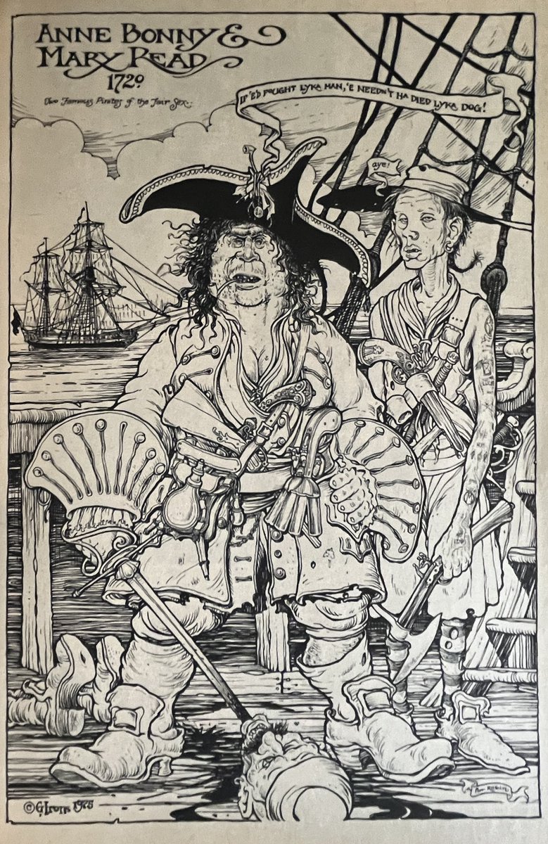 PowerCosmic13_'s tweet photo. #GregIrons’ pirate pin-ups from SLOW DEATH #7 (the colour one is from the back cover) https://t.co/rR3ZAI0Kvr