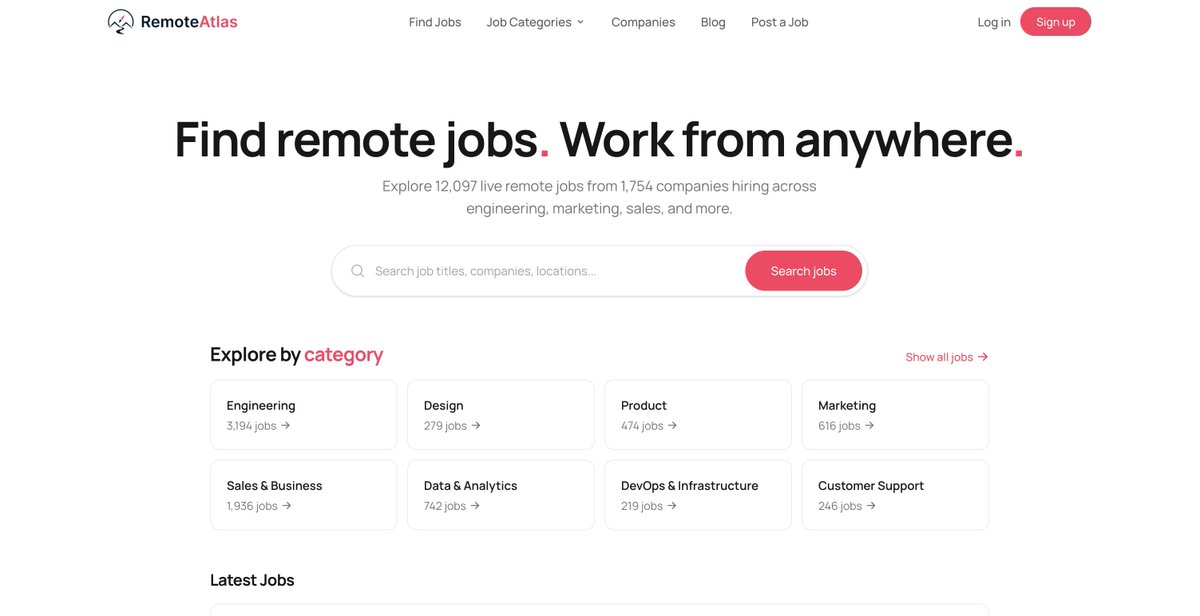 aravind_aby's tweet photo. @RemoteAtlasHQ surfaces jobs directly from company careers pages, plus roles posted directly by employers.

No recruiter spam.
No hybrid roles disguised as remote.
No expired listings.

Real remote jobs, refreshed daily. Free for job seekers and employers.
https://t.co/4fYE5nmeXW https://t.co/k8LyssXvb0