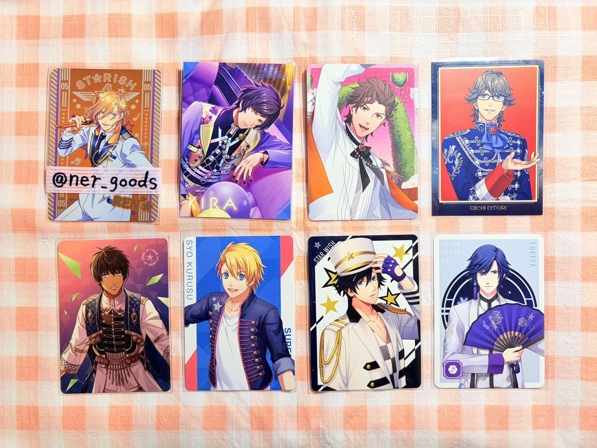 ner_goods's tweet photo. 【交換】 うたプリ CD封入 メセカ カード 
ライエモ 

譲→画像参照
トキヤ 翔 セシル 瑛一 ヴァン 綺羅

求→同異種メセカ レン

横浜、8/7 池袋手渡し
または郵送交換

主に2020年以降のCD特典メセカを集めています。

画像以外の異種でもお気軽にお声掛けください！ https://t.co/pvA9KA3GHo