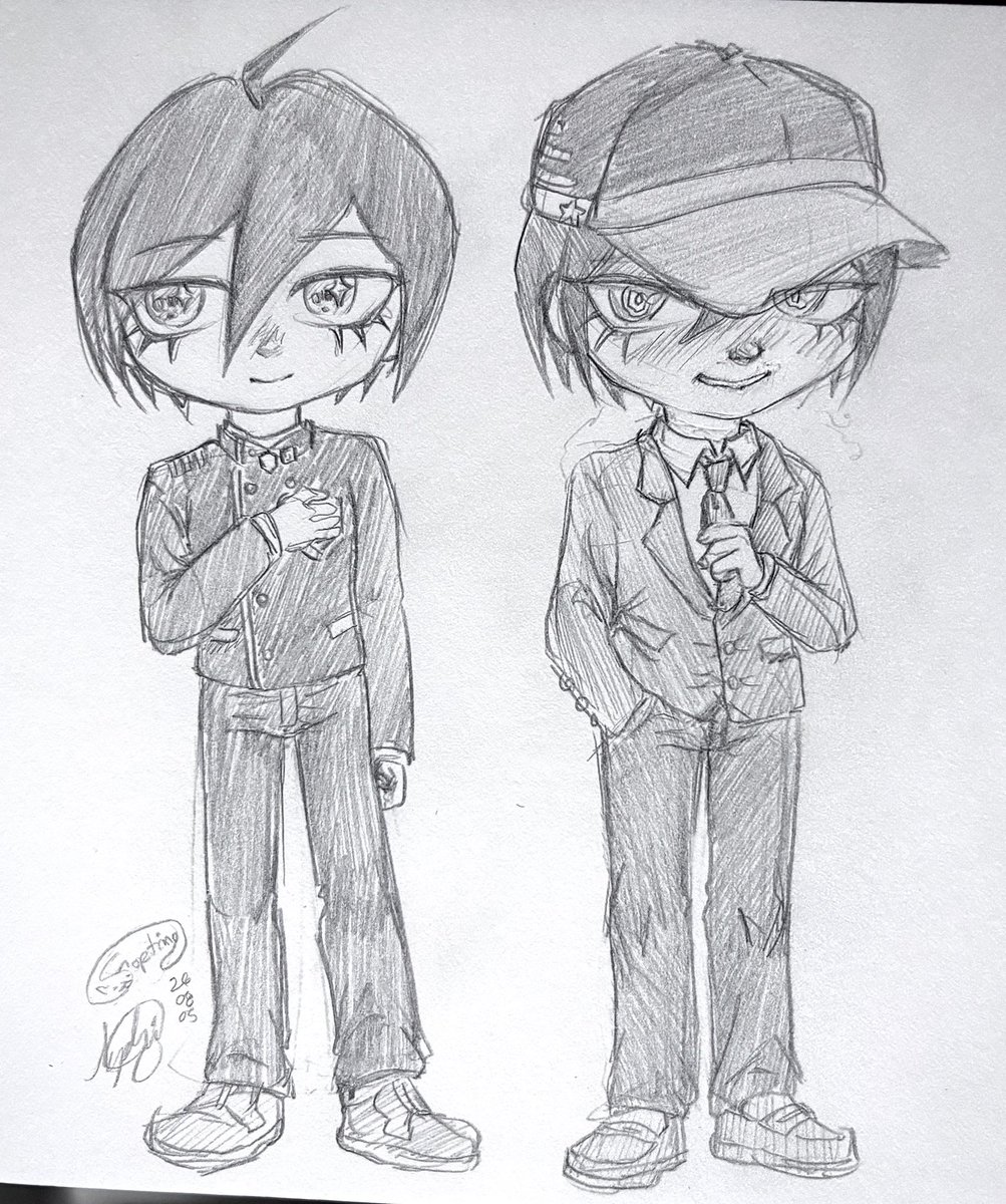 Softing_Art's tweet photo. Saihara chan and his evil twin 🙂‍↕️🙂‍↕️

#danganronpav3 #drv3 (quick sketch before bed) https://t.co/MO49nlm0f3