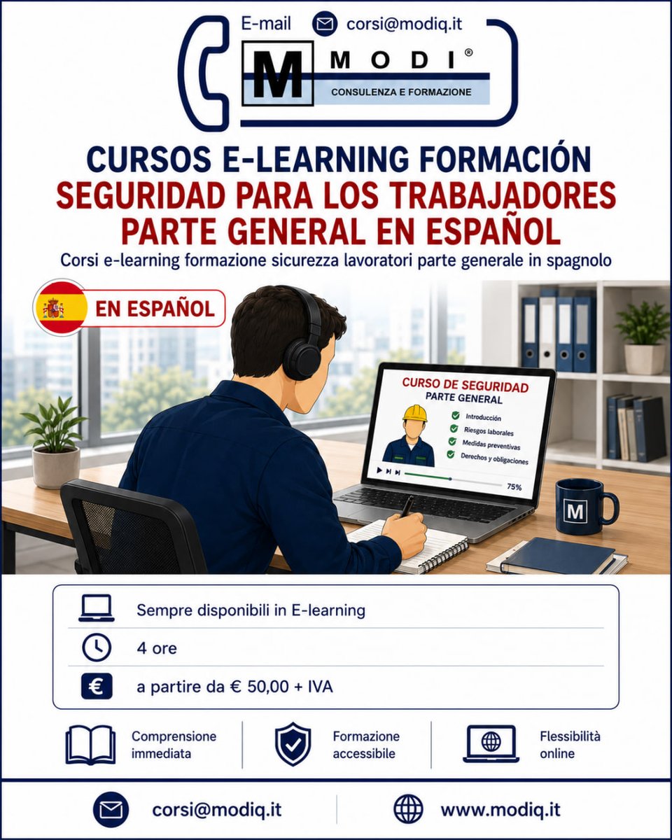 CorsiOnlineIta's tweet photo. Stai cercando dei corsi e-learning formazione sicurezza lavoratori parte generale in spagnolo? 

CURSOS E-LEARNING FORMACIÓN SEGURIDAD PARA LOS TRABAJADORES PARTE GENERAL EN ESPAÑOL
(lavoratori parte generale in spagnolo)
4 ore
da € 50,00+IVA
https://t.co/coCGeuJ6m6 https://t.co/DMYZbz1HTk