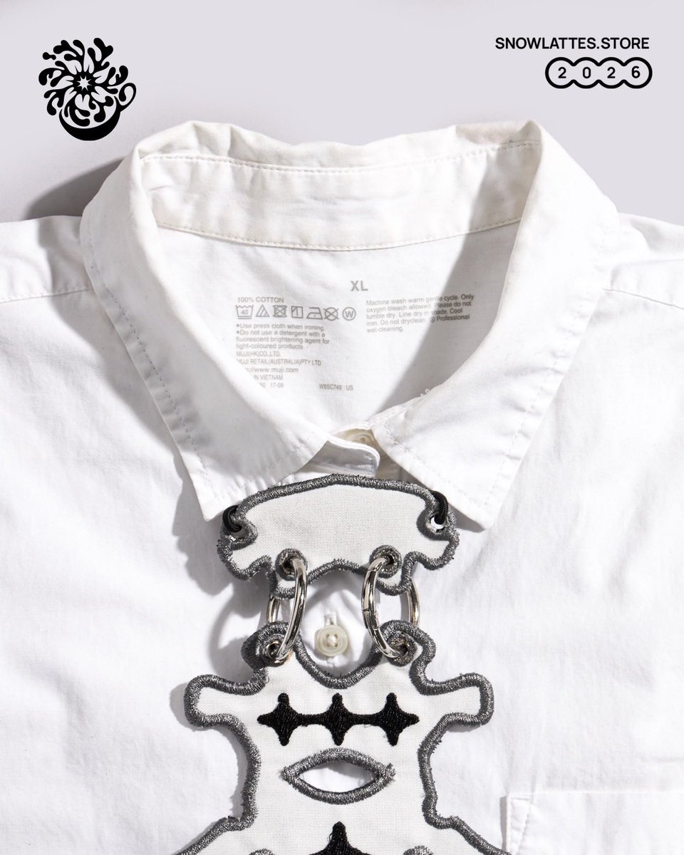 storelattes's tweet photo. Complete the look with our Vertebrae Reversible Tie from the 2026 Mortal Vessels collection 🖤🦴 

Find them on https://t.co/3qhuTzGyJx. https://t.co/crwhNZw2SS
