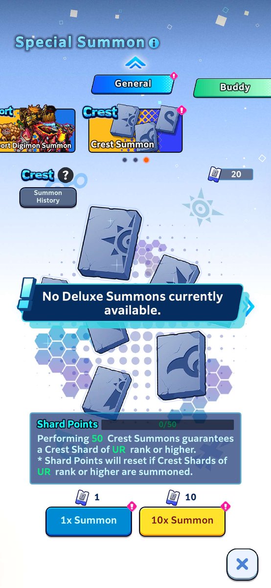 DanFMF123's tweet photo. @Digimon_up_en I know you guys are having a really, really, really hard time with all the bugs people keep reporting, but unfortunately i must report another one, you can't summon crest anymore because the game thinks you need deluxe summons, neither 1 at a time or 10 at a time works https://t.co/9zDLuMKA7q