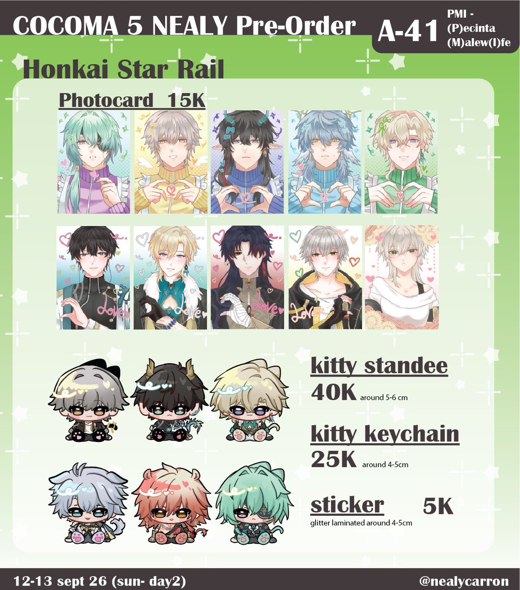 NealyCarron's tweet photo. -❤️&amp;🔄 are very appreciated-

Nea's Catalogue in Cocoma 5 po and mail order SUN only
📆PO Period: 05 agustus- 15 agustus 2026
📍: PMI - (P)ecinta (M)alew(I)fe A-41 (day 2)
⭐️: Honkai star rail , Pandavva
🔗 : https://t.co/QqxdmfPUti
(1/2)
#cocoma5catalogue #cocoma5 https://t.co/ApxiJ3et9q