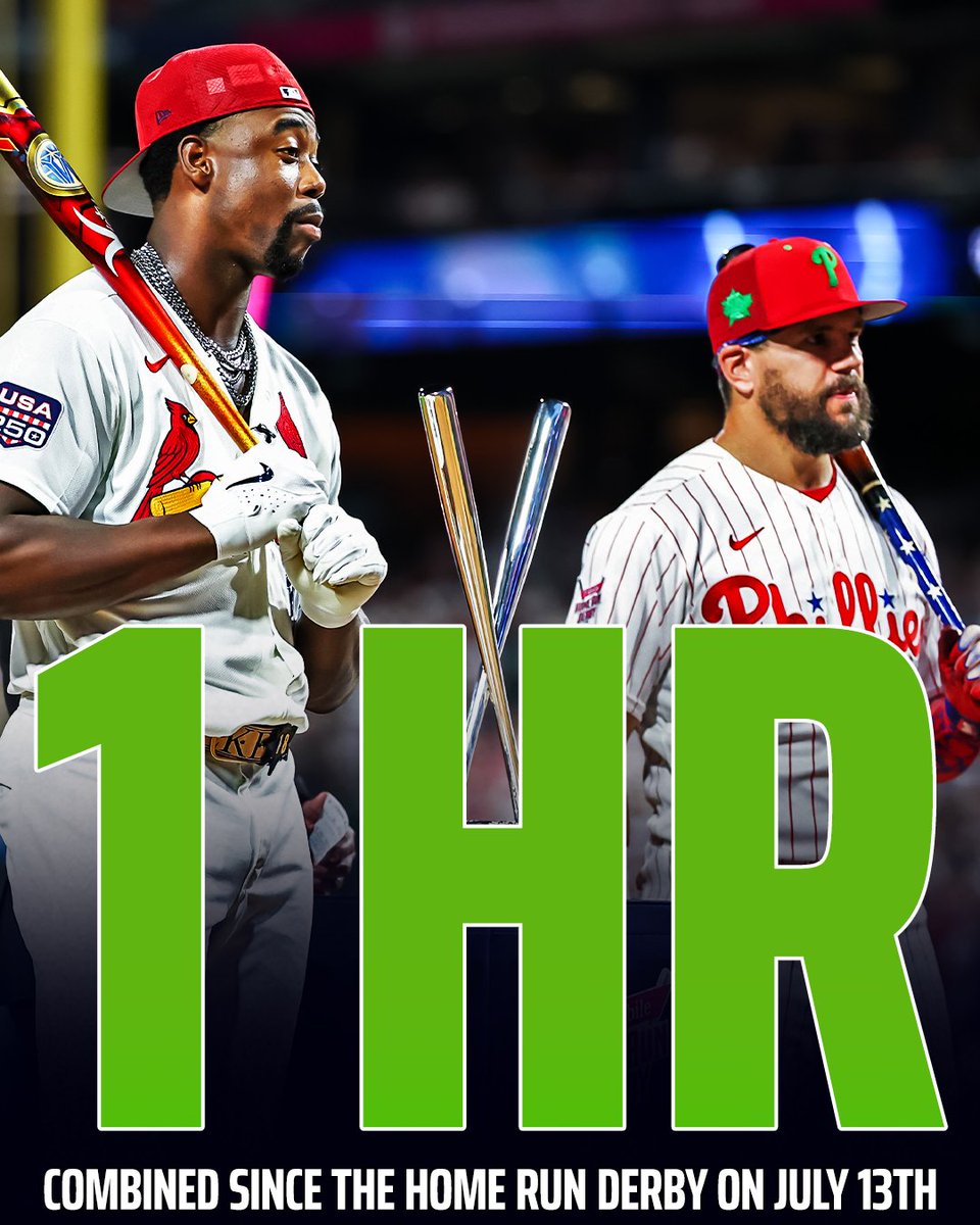 DKSports's tweet photo. Things have NOT been going well for Jordan Walker and Kyle Schwarber since their epic duel in the 2026 Home Run Derby 😲 https://t.co/B6V8FvQheU