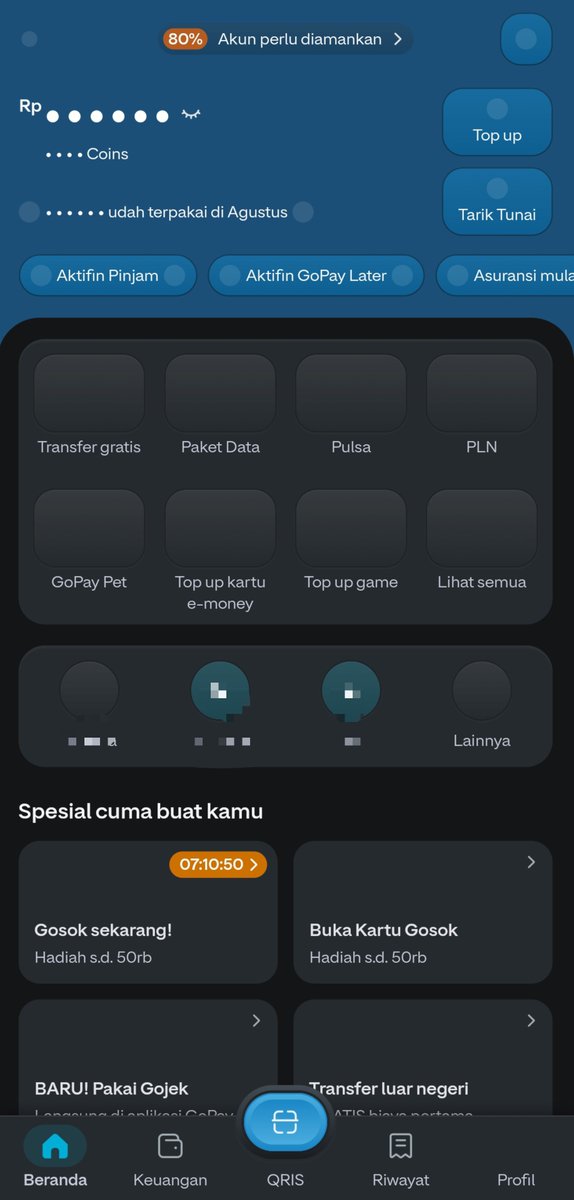 mollsemigap's tweet photo. min @gopayindonesia @gojekindonesia apakah ada solusi untuk tampilan pada apk gopay saya begini, dan tidak berubah hingga sekarang, jujur saya jadi kesulitan banget buat gunaik apknya, udah buat laporan jugaa cuman tetap bgini tampilannya, mohon bantuannya min😭 https://t.co/1dLLIbHE0W
