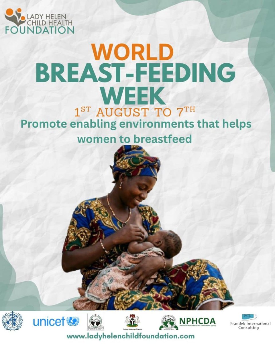 ladyhelenchf's tweet photo. Tomorrow 6th August, 2026 at  10:00 AM, the Lady Helen Child Health Foundation will be live at the Amuwo Odofin Maternal and Child Centre (AOMCC) to celebrate World Breastfeeding Week.
#WorldBreastfeedingWeek #LadyHelenChildHealthFoundation #MaternalHealth #ChildNutrition https://t.co/K0x7SXzdZd