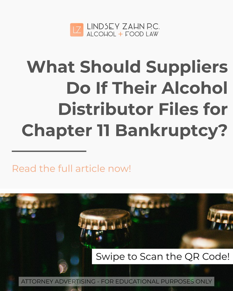 LindseyAZahn's tweet photo. What should alcohol suppliers do if their distributor files for Chapter 11 bankruptcy? Learn more in our latest blog post!

🍷🍺🍸📉

#alcohol #distribution #chapter11bankruptcy https://t.co/Tdwq1lG3e6