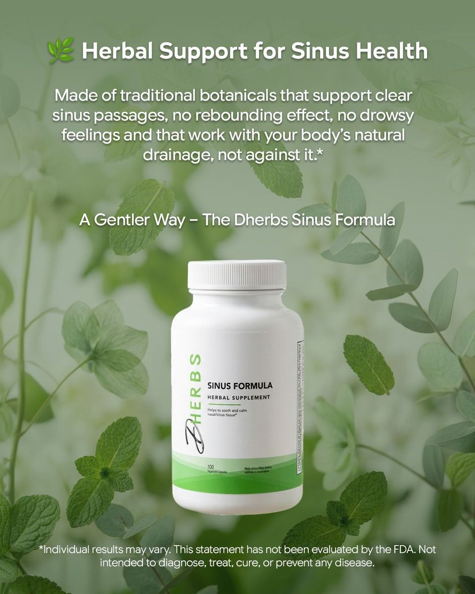 dherbs's tweet photo. Stuffy nose season doesn't have to mean rebound congestion or the 3pm antihistamine crash. Sinus Formula supports your sinuses the gentle way. 🌿

Get Your Sinus Formula Today: https://t.co/eloqlHAYQi https://t.co/WAbzS24nGd