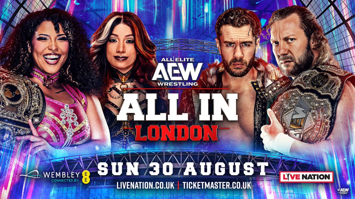 AEWLive's tweet photo. 🚨 Tickets for #AEWAllIn London are ON SALE now! 🚨

Want to be there when AEW returns to Wembley Stadium on Sunday, 30 August for All In 2026?

Get your tickets NOW!
https://t.co/KpUxKiytBQ https://t.co/vSmQB2x98O