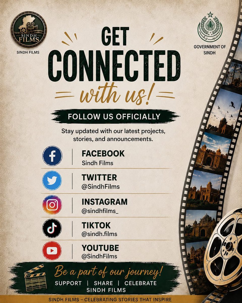 SindhFilms's tweet photo. Stay connected with Sindh Films
Follow us on Instagram, Facebook, TikTok, X & YouTube for the latest stories, projects, and updates.
https://t.co/dFgcUlfm8k
https://t.co/hWJAvtcYtM
https://t.co/HMbq5m4uA9
https://t.co/cHpNs7OOjq
https://t.co/xqL9ZNWsS8
#SindhFilms https://t.co/jhmWmEn6wm